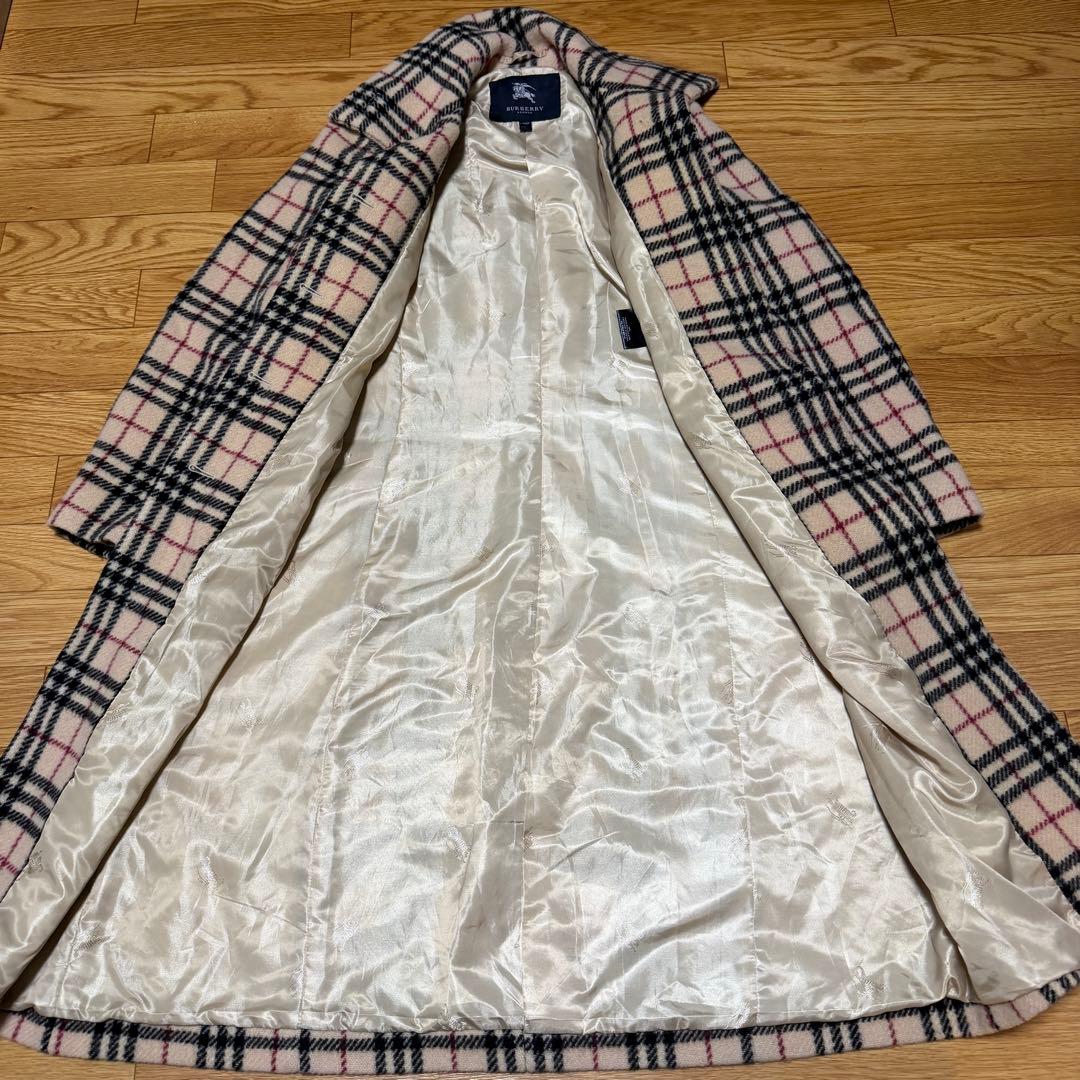 美品　BURBERRY LONDON ノバチェック総柄ウールロングコート　ホース