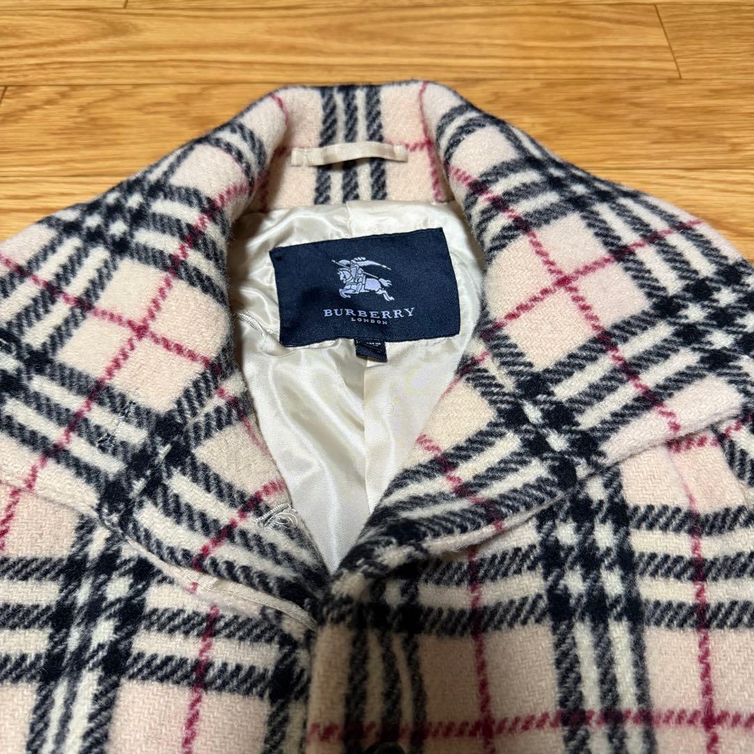 美品　BURBERRY LONDON ノバチェック総柄ウールロングコート　ホース