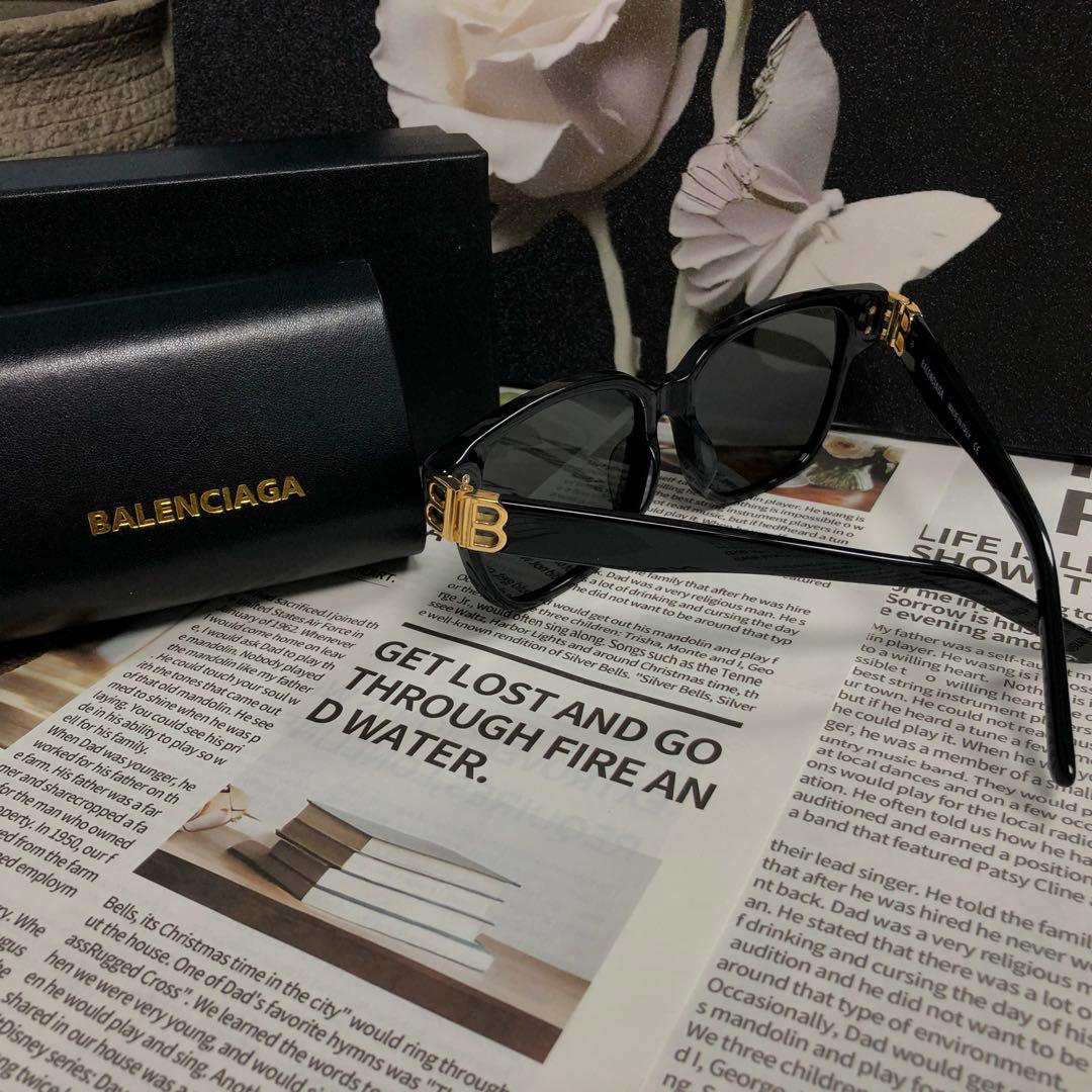 BALENCIAGA サングラス ブラック ゴールドBBロゴ ボリュームフレーム
