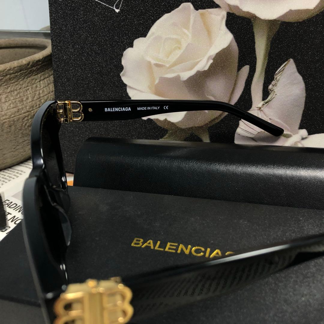 BALENCIAGA サングラス ブラック ゴールドBBロゴ ボリュームフレーム