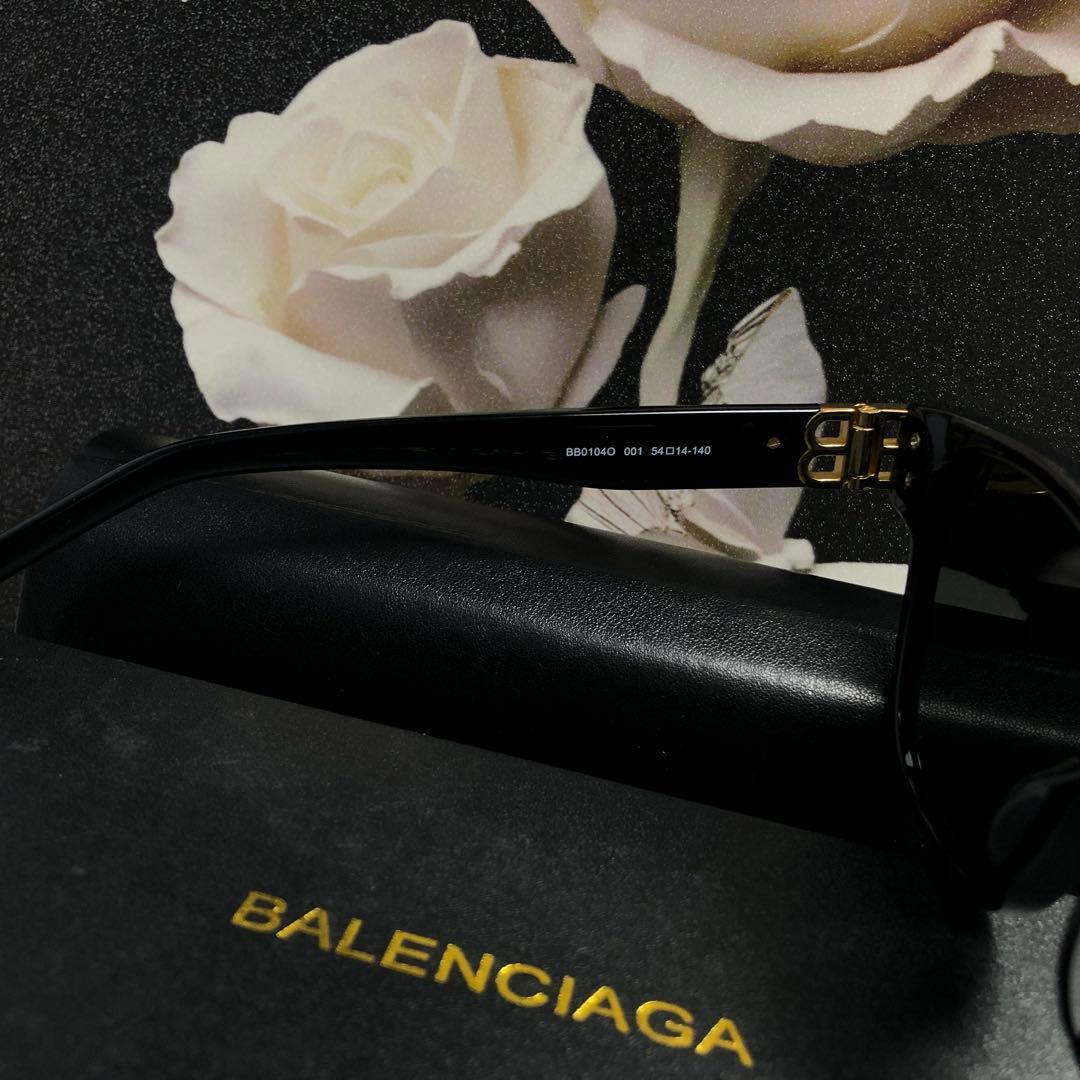 BALENCIAGA サングラス ブラック ゴールドBBロゴ ボリュームフレーム