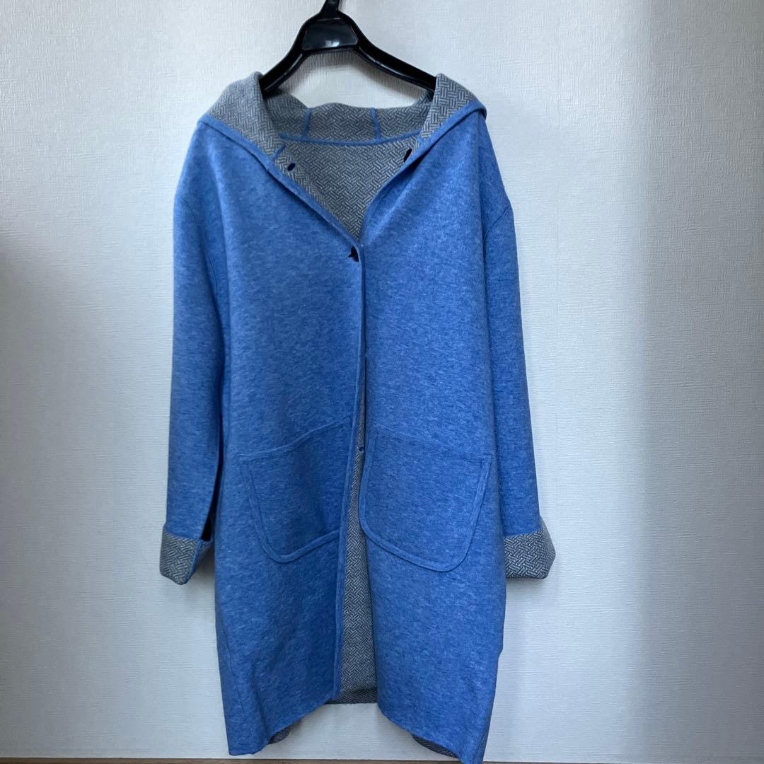 リバーシブルダブルジャガードニットコート