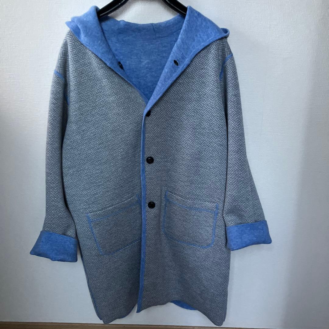 リバーシブルダブルジャガードニットコート