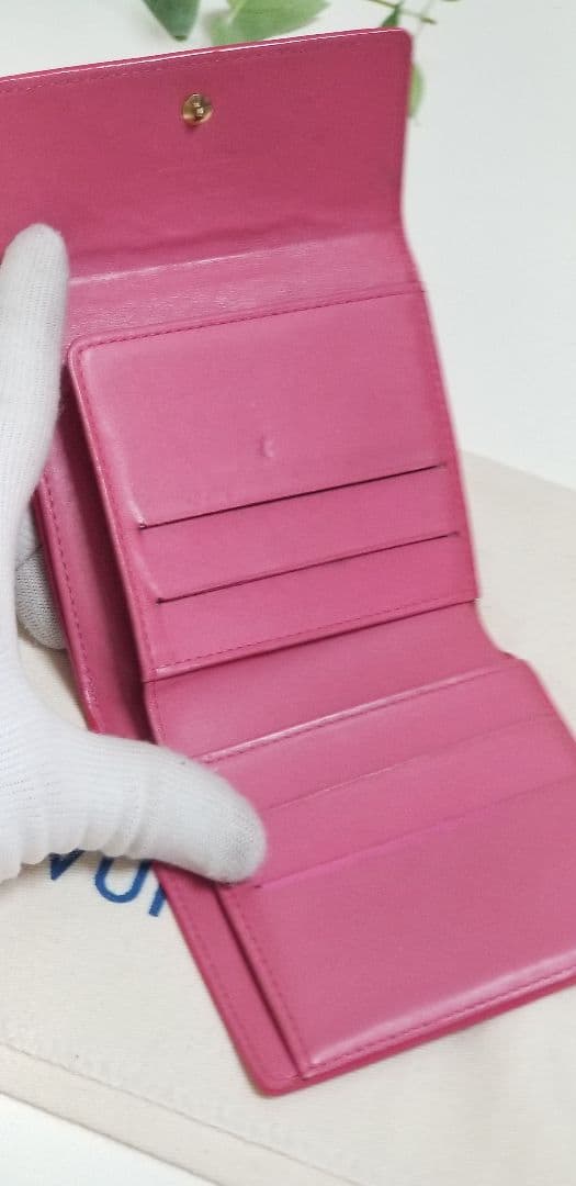 LOUIS VUITTON 三つ折り財布 Wホック フューシャピンク