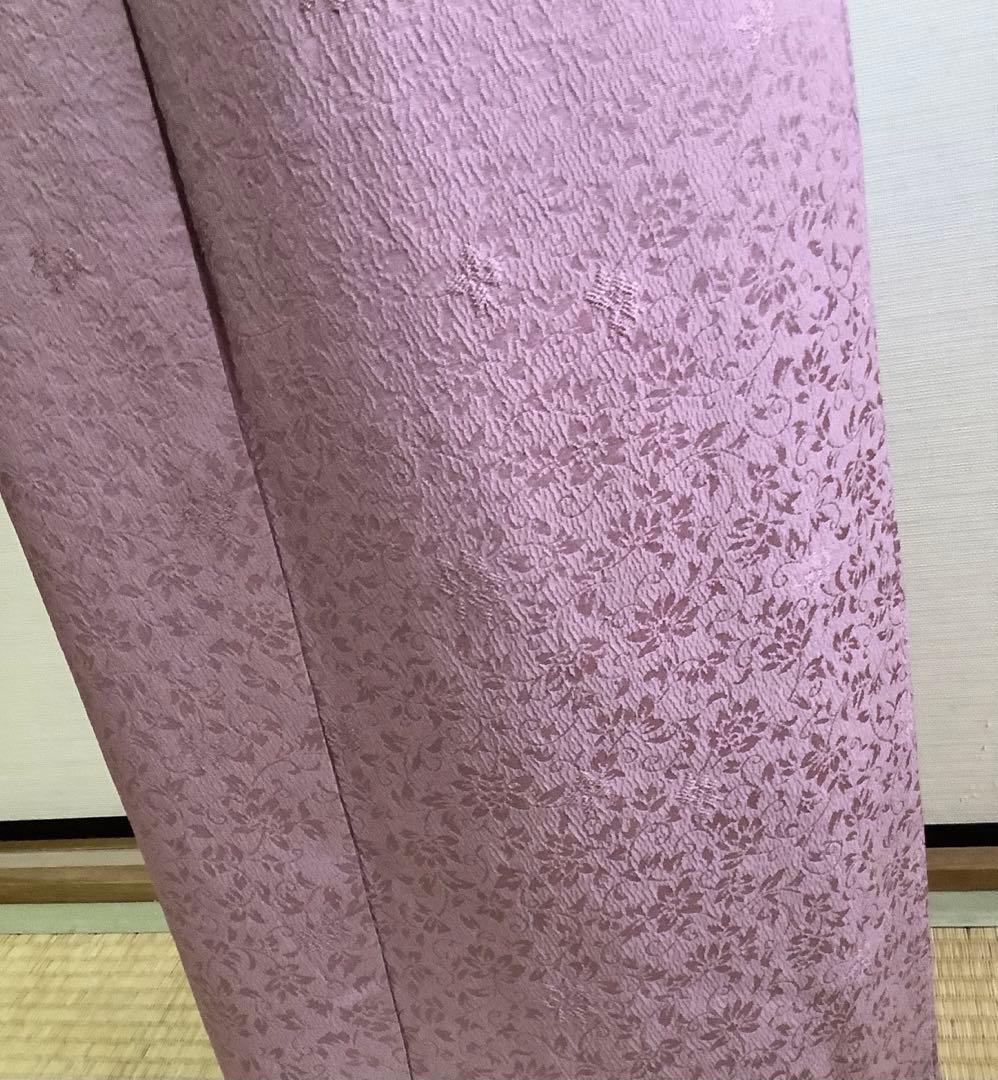 新品正絹色無地　更紗花唐草地紋　紅藤色　⑨( 訪問着、留袖、袋帯なども出品)