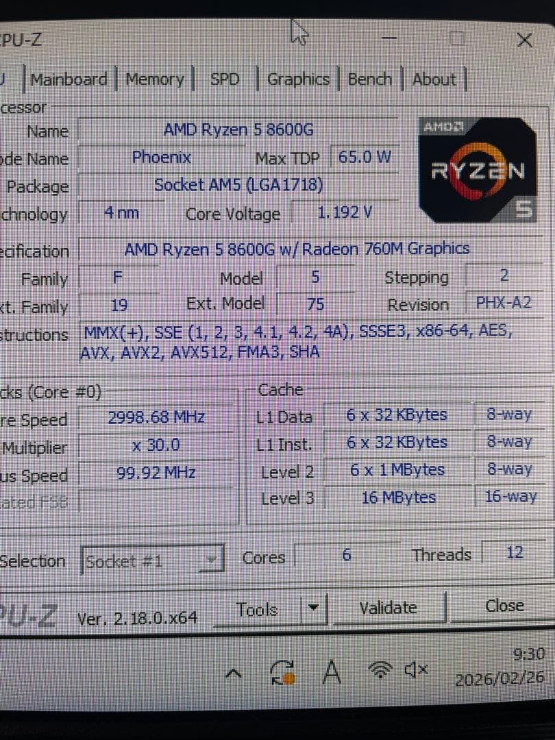 CPU AMD Ryzen 5 8600G