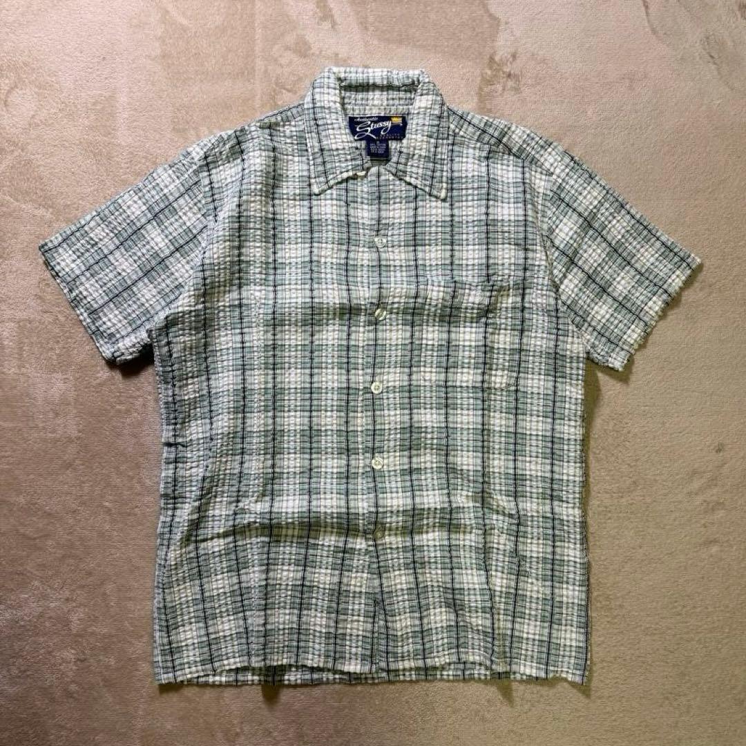 希少　Stussy 90s オールドステューシー　クラウンタグ　刺繍　チェック