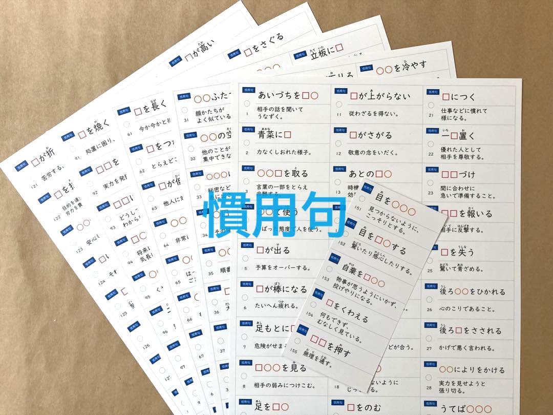 NEW☆カット済【中学受験】国語 知識編 暗記カード/練習帳・演習問題 7点 g