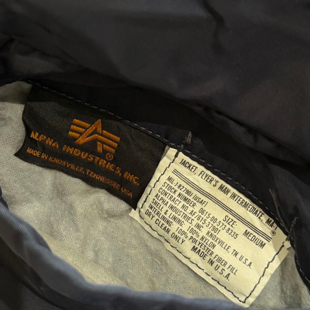 90s アルファ　MA-1　USA製　リバーシブル　ネイビー　バック刺繍　M