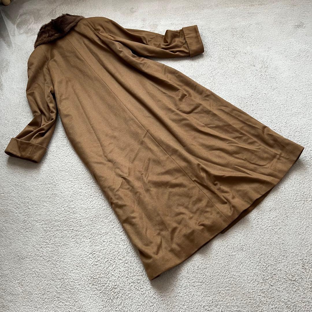 パルティーナ　カシミヤロングコート　ファー　カシミヤ100 ブラウン　日本製
