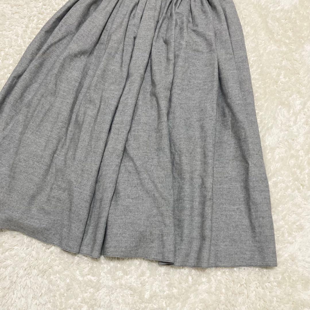 希少 極美品✨huis.遠州織物 ヤクウール綾ネルロングスカート ライトグレー