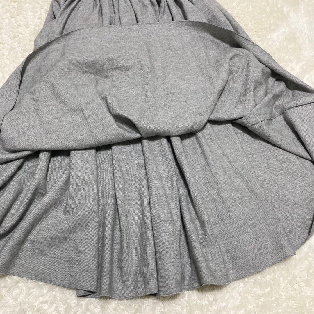 希少 極美品✨huis.遠州織物 ヤクウール綾ネルロングスカート ライトグレー