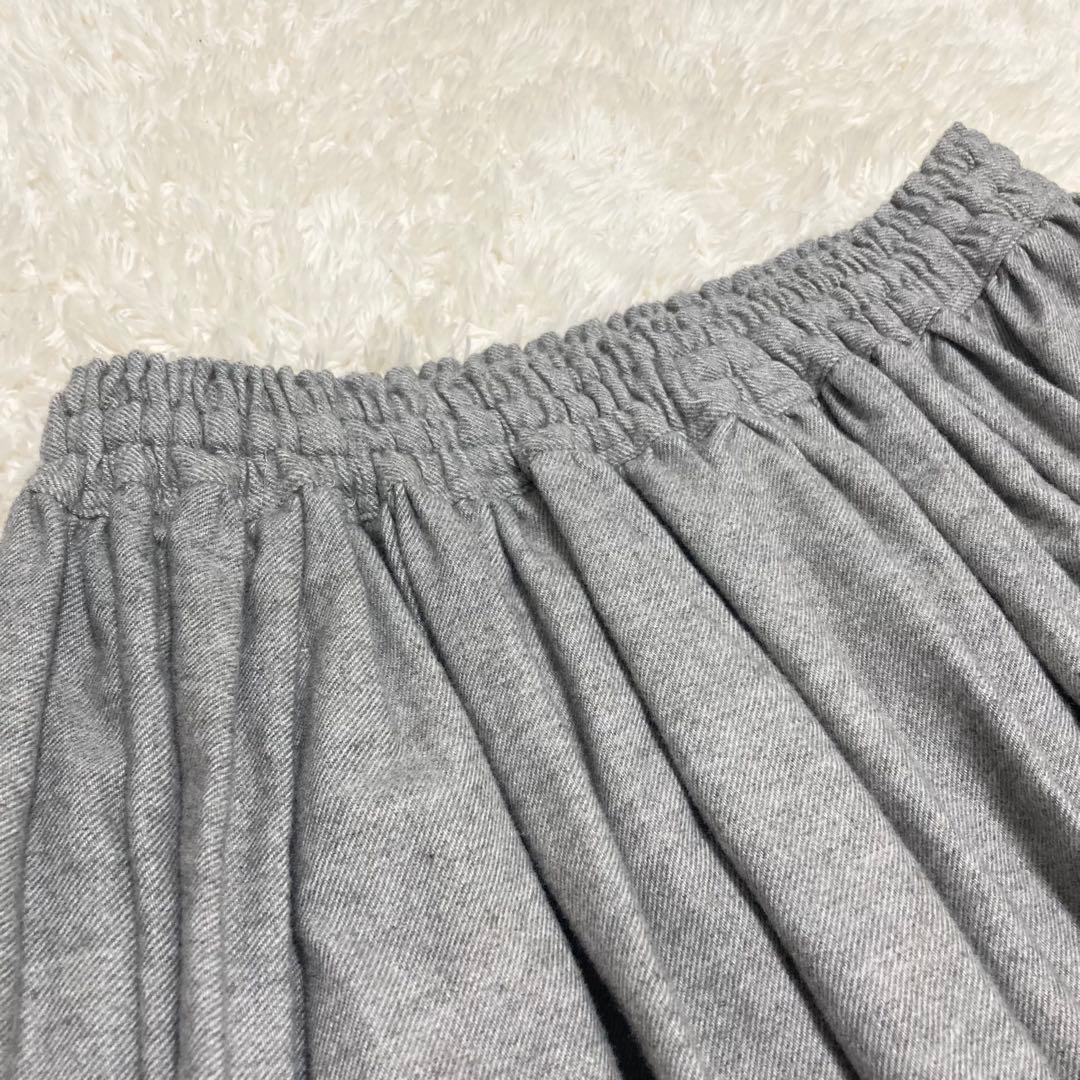 希少 極美品✨huis.遠州織物 ヤクウール綾ネルロングスカート ライトグレー