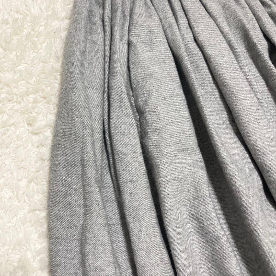 希少 極美品✨huis.遠州織物 ヤクウール綾ネルロングスカート ライトグレー