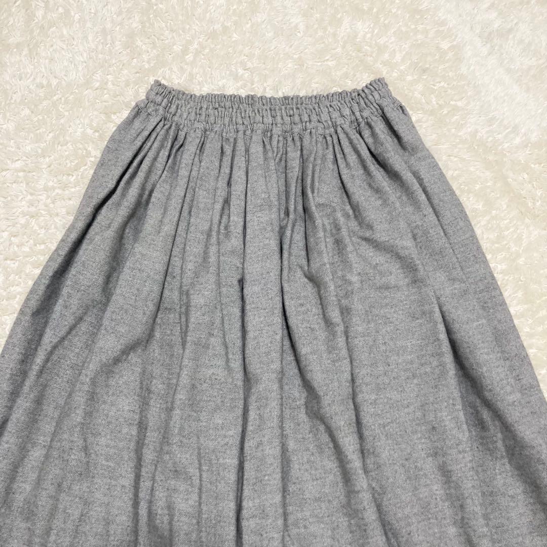 希少 極美品✨huis.遠州織物 ヤクウール綾ネルロングスカート ライトグレー