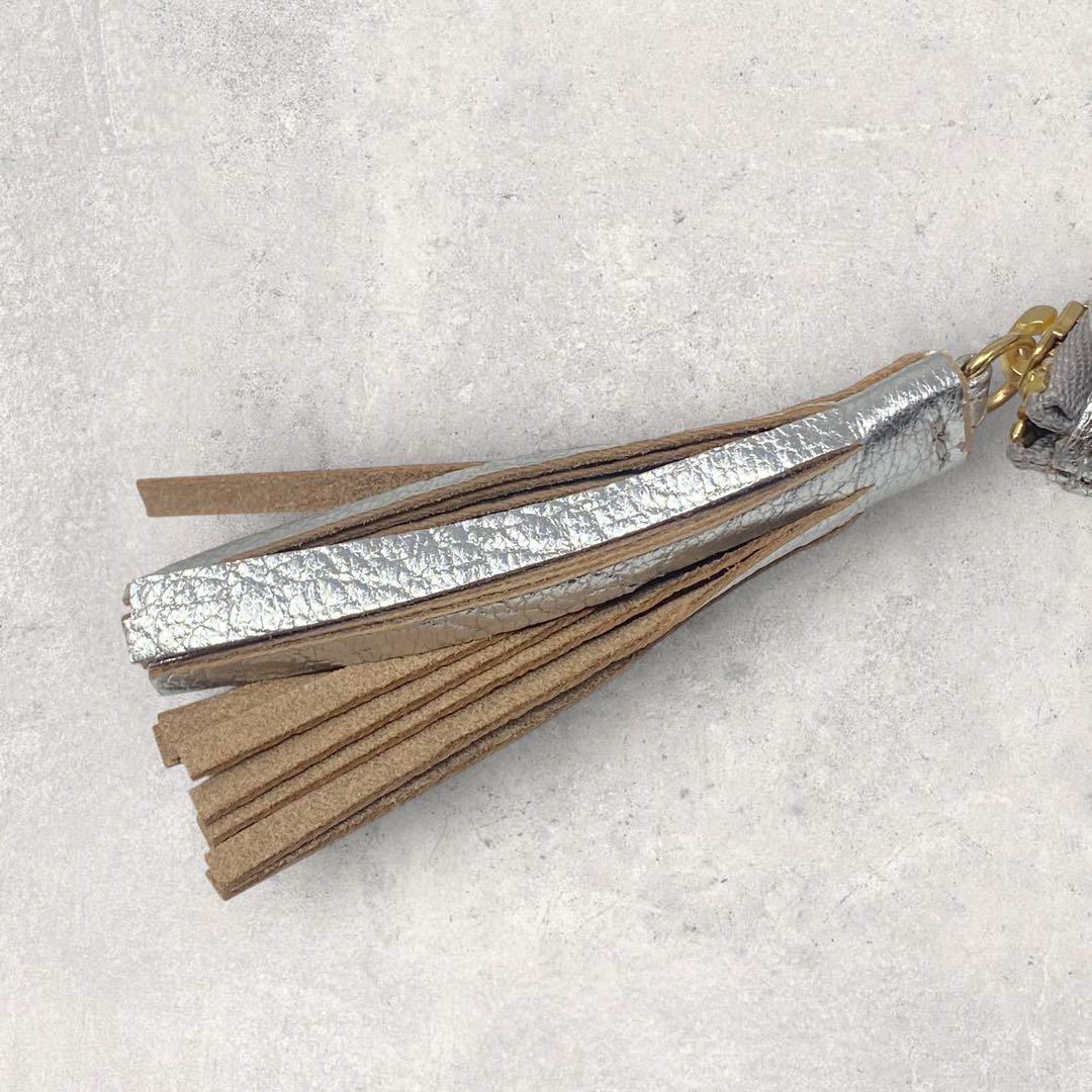 perche ペルケ がま口 二つ折り財布 アクリル玉 シルバー 財布 ドット