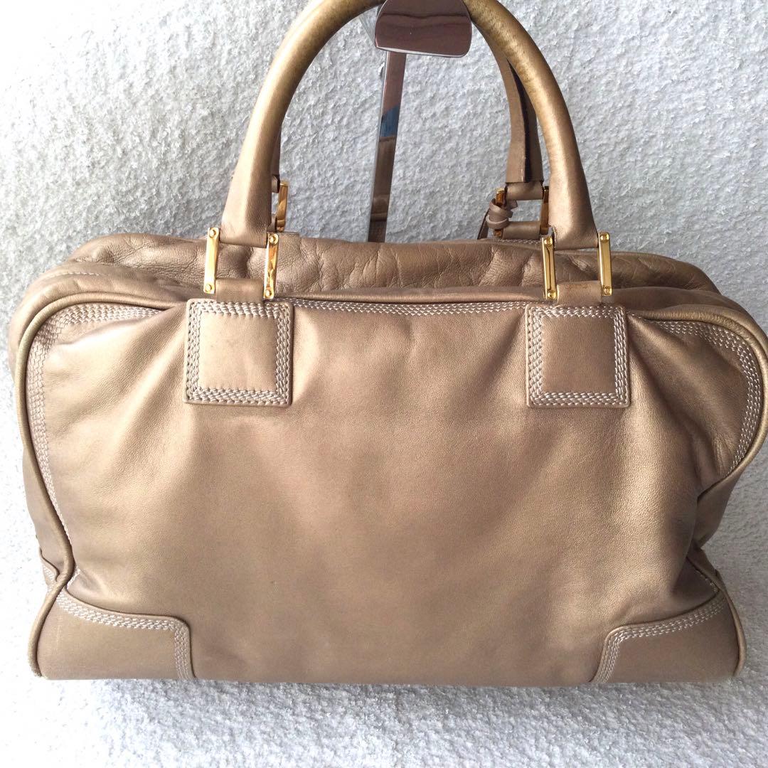 LOEWE ロエベアマソナ36ミニボストン　ハンドバッグ　ゴールド金具　ステッチ