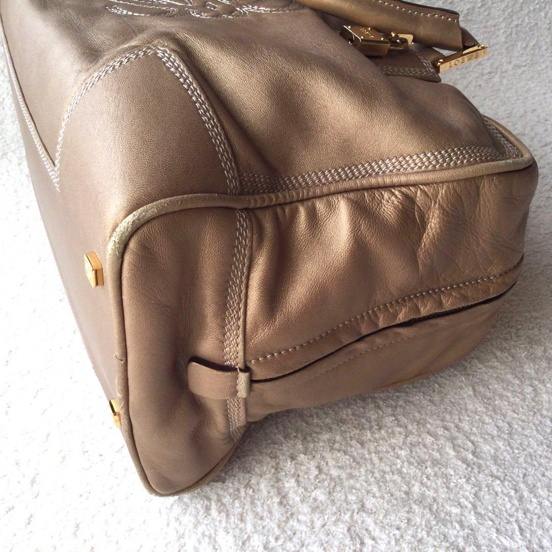 LOEWE ロエベアマソナ36ミニボストン　ハンドバッグ　ゴールド金具　ステッチ