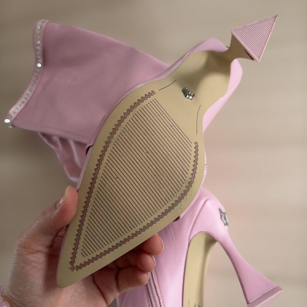Naked Wolfe ビジュー付きピンクロングブーツ 23.5 cm