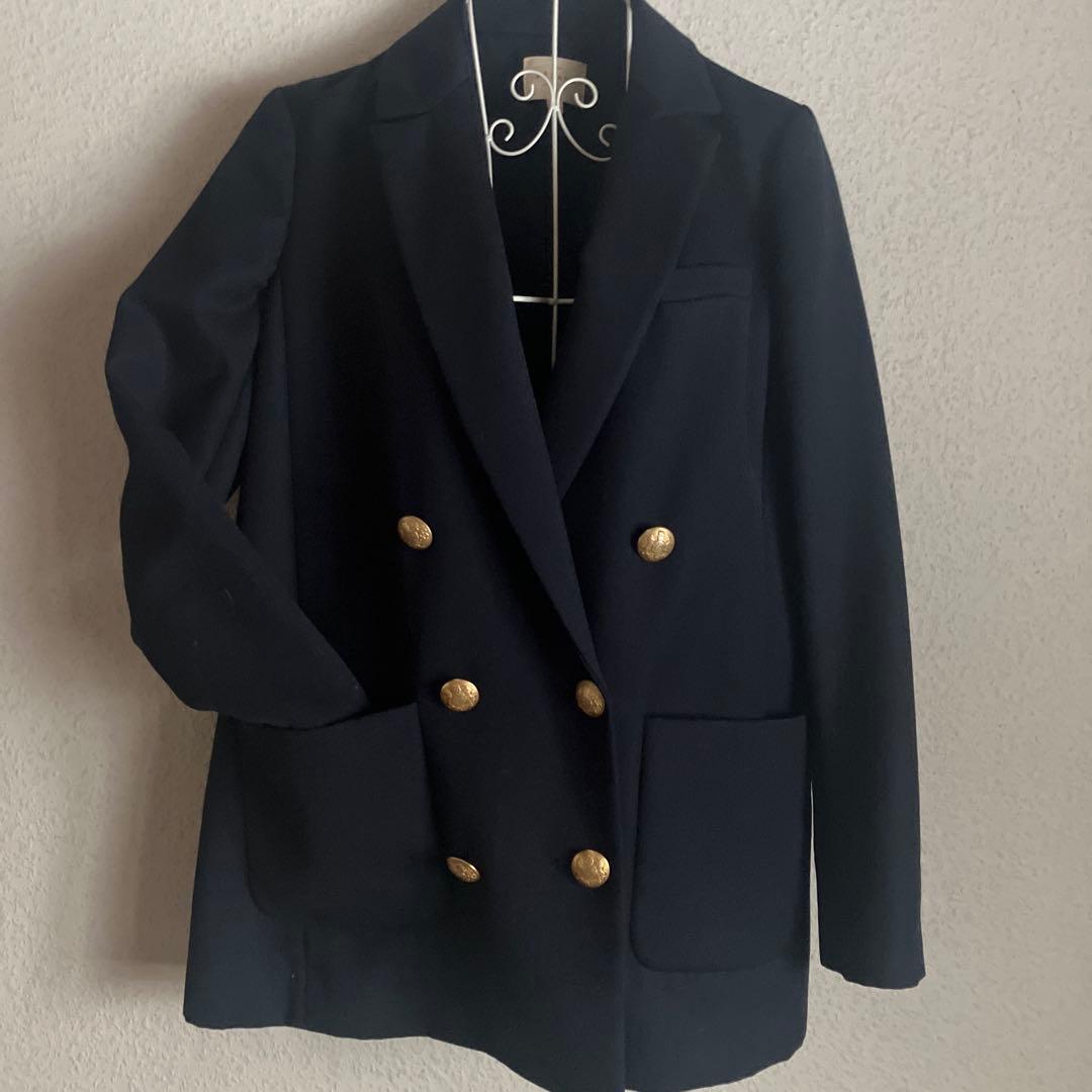 SEZANE ネイビー ダブルブレスト ブレザー　パリ店舗購入