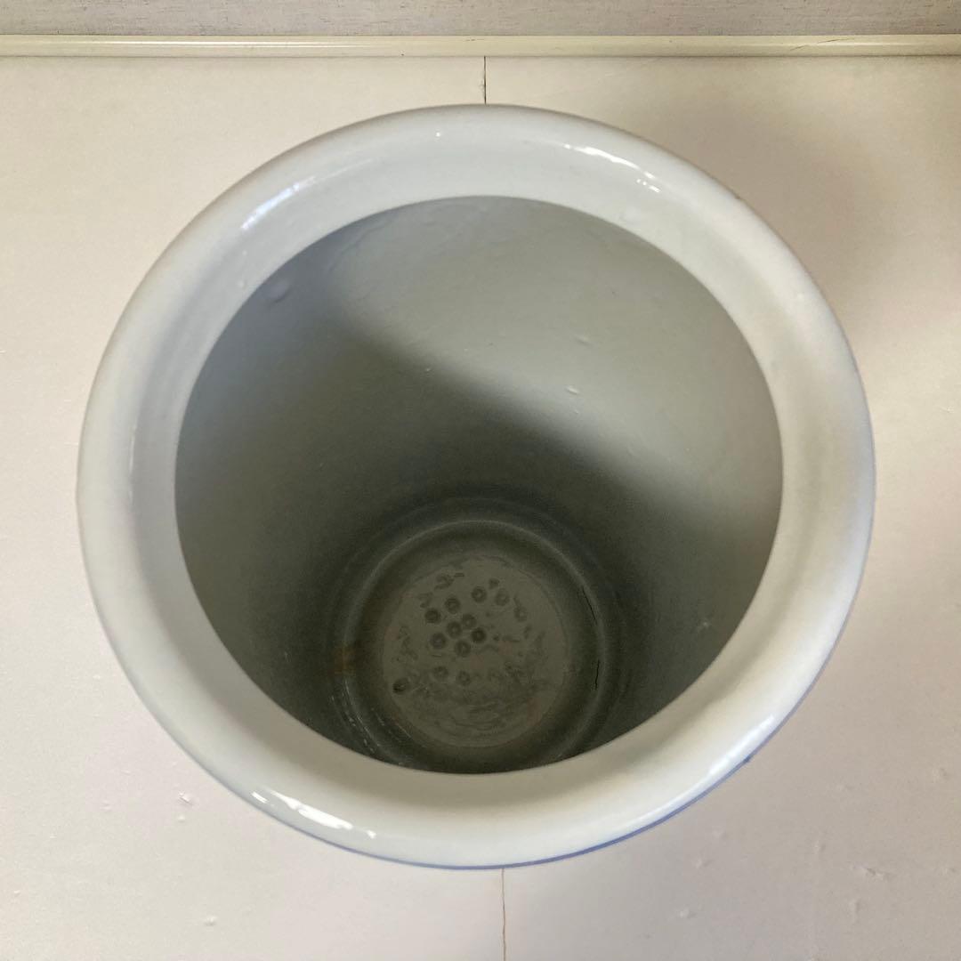 傘立て アンブレラスタンド 陶器 染付 花鳥 風景 山水 和風 円柱 レトロ
