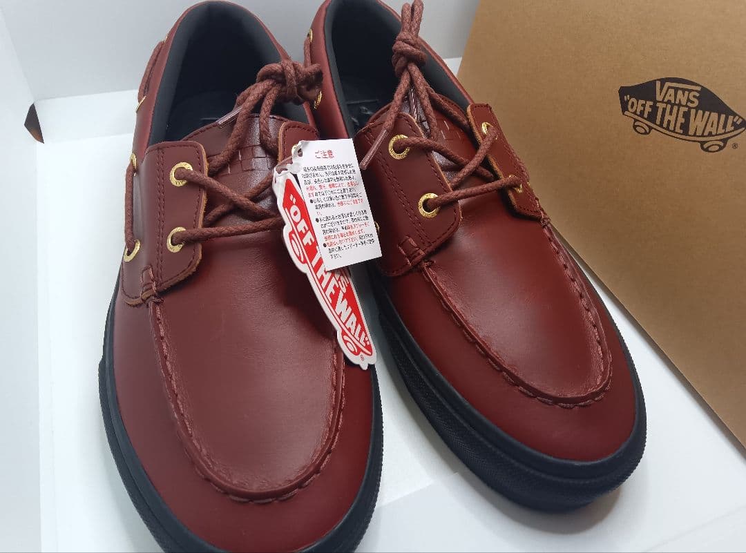 D*u様 新品VANSモカシンデッキシューズ本革レザー茶ブラウン26.5cm