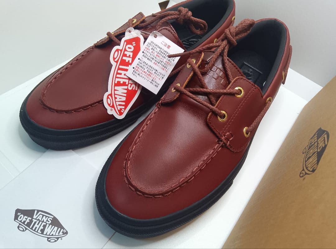 D*u様 新品VANSモカシンデッキシューズ本革レザー茶ブラウン26.5cm