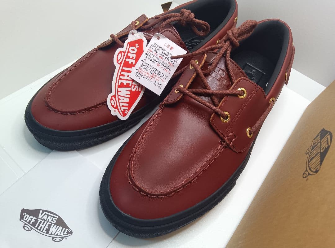 D*u様 新品VANSモカシンデッキシューズ本革レザー茶ブラウン26.5cm