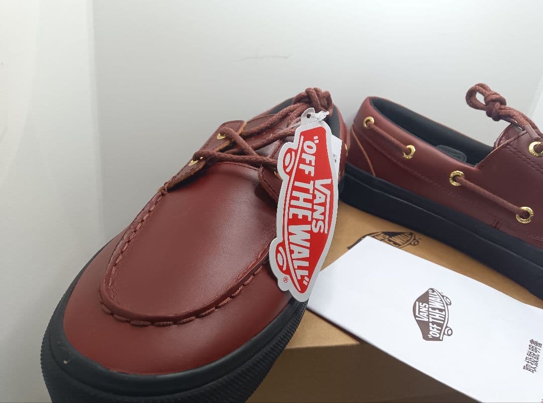 D*u様 新品VANSモカシンデッキシューズ本革レザー茶ブラウン26.5cm