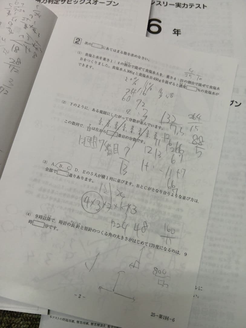サピックス　6年マンスリーテスト16回組分/確認/復習/合格　2025年度中古