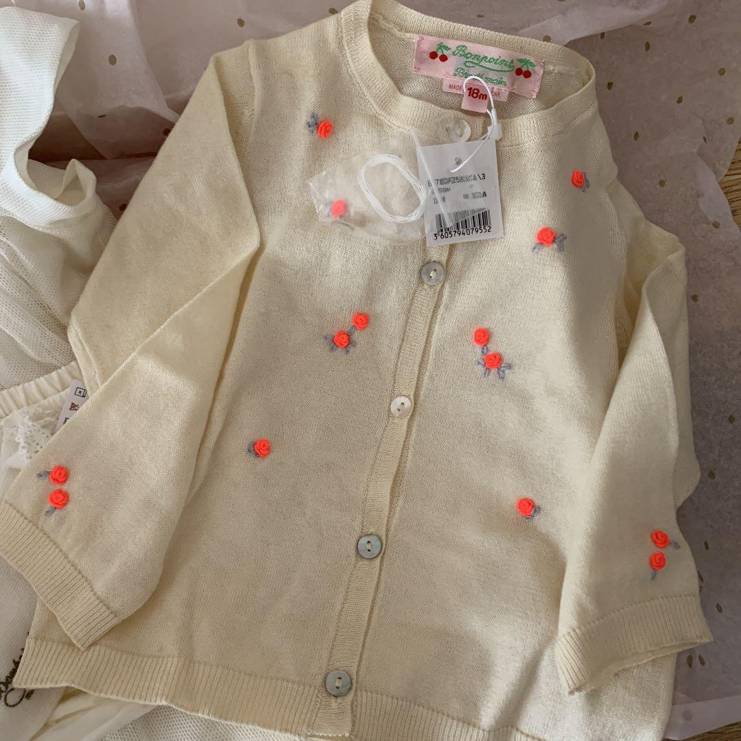 新品 ボンポワン ワンピース カーディガン 靴下 18M