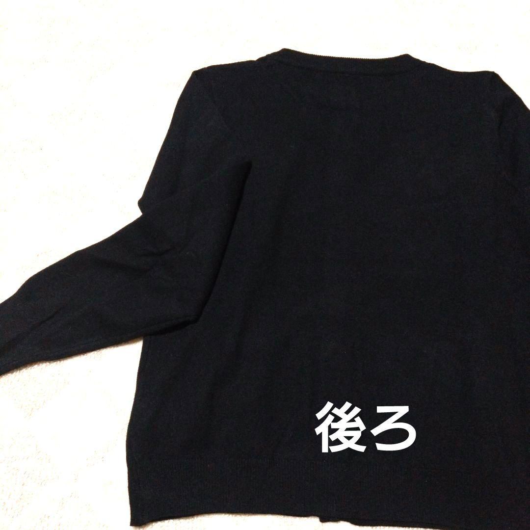 新品　イタリア製　花モチーフ　黒色　カーディガン　ウール80%　サイズL