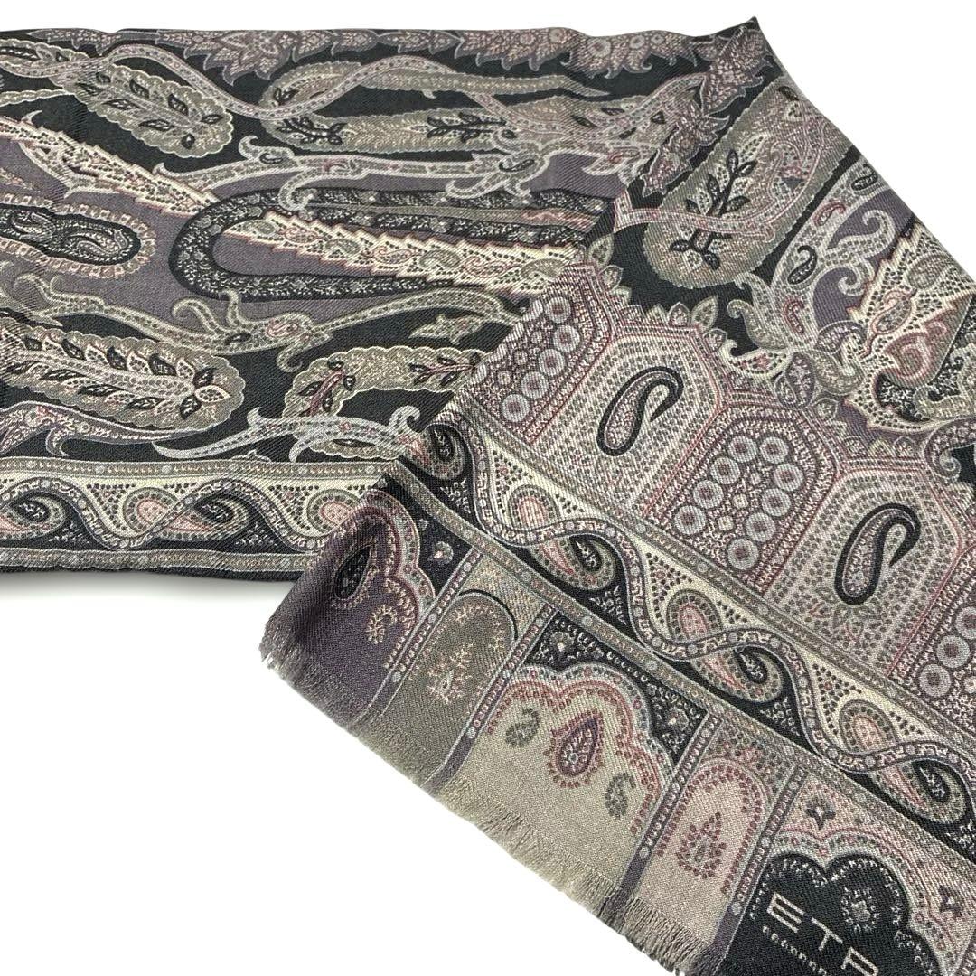 エトロ　ETRO スカーフ　ショール　ペイズリー柄　ウール　シルク　イタリア製