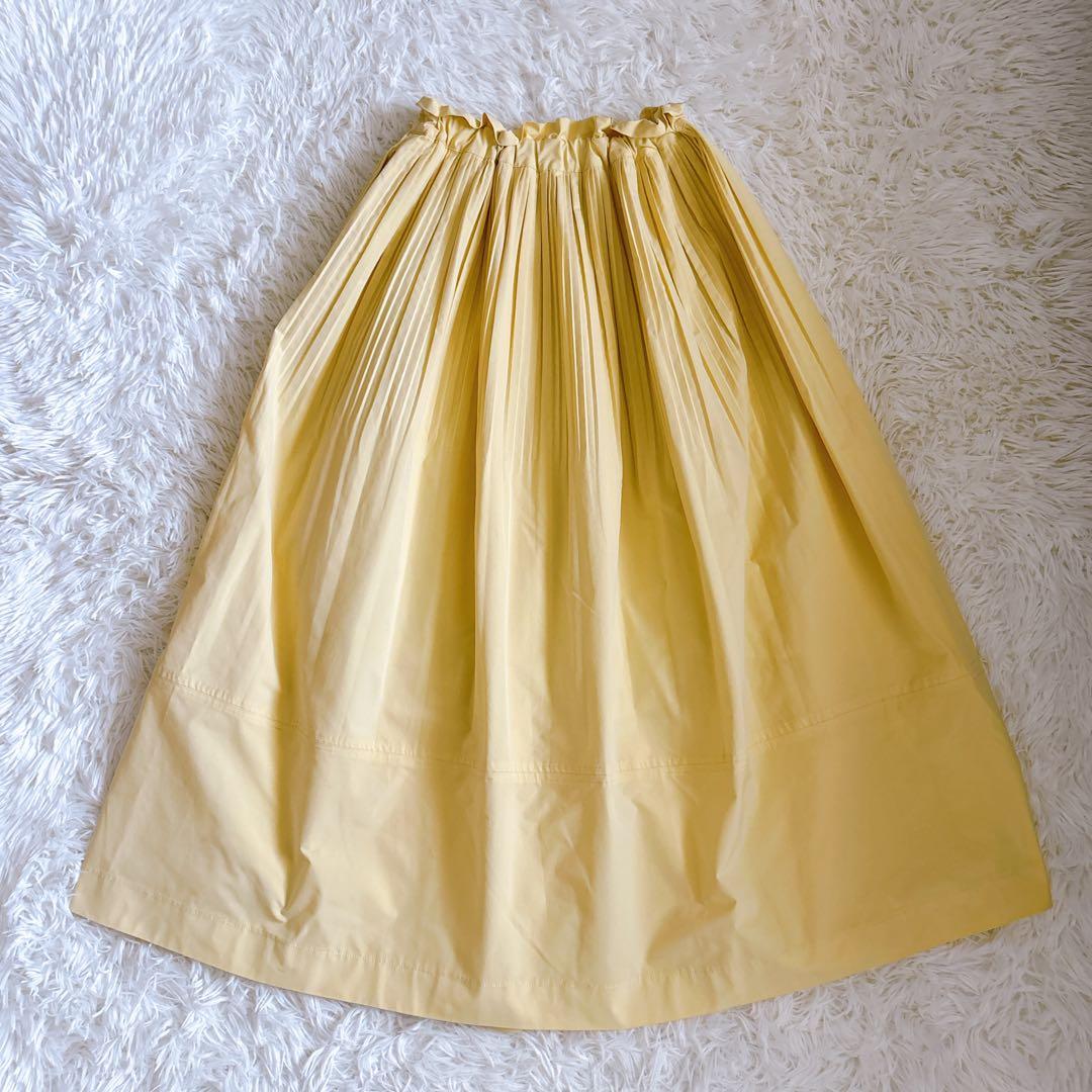 MACHATT マチャット ランダムプリーツスカート ロング イエロー F