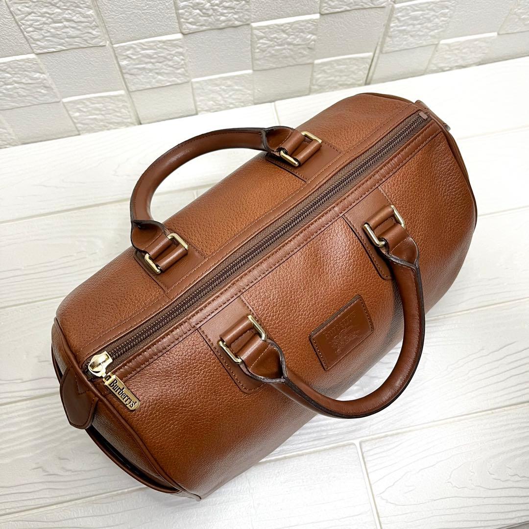 ✨極美品✨☘️バーバリー☘️✨ボストンバッグ✨ミニ✨ノバチェック✨シボ革✨