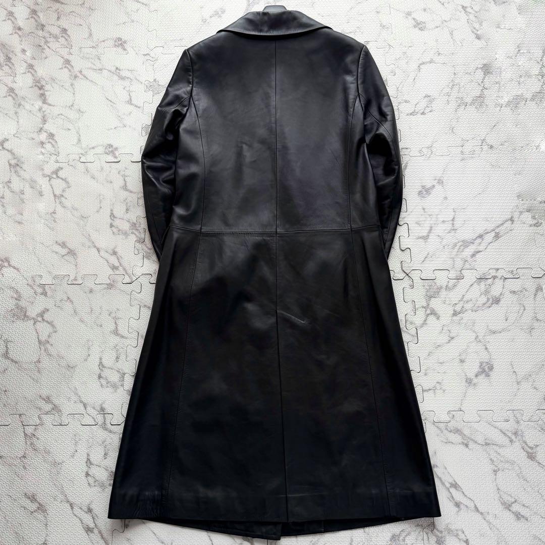 極美品✨LOEWE MADRID ラムナッパレザー ダブルチェスターコート 黒