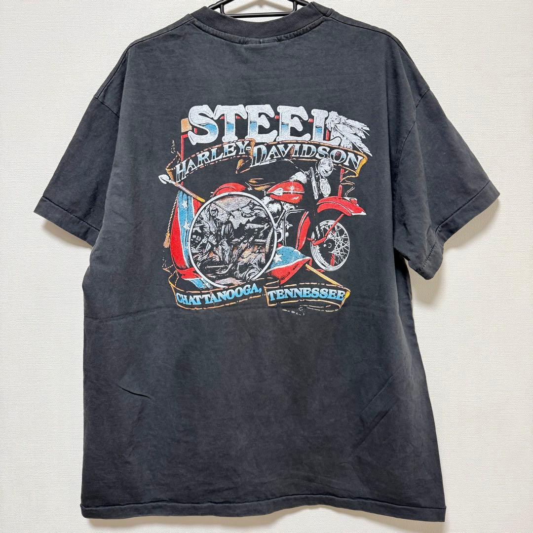 Harley-Davidson ブルーフレイム 炎 Tシャツ XL 黒 青