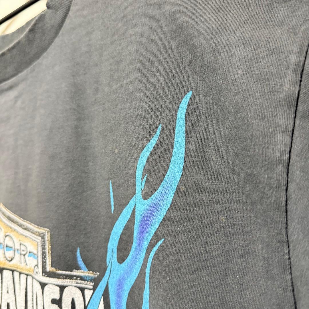Harley-Davidson ブルーフレイム 炎 Tシャツ XL 黒 青