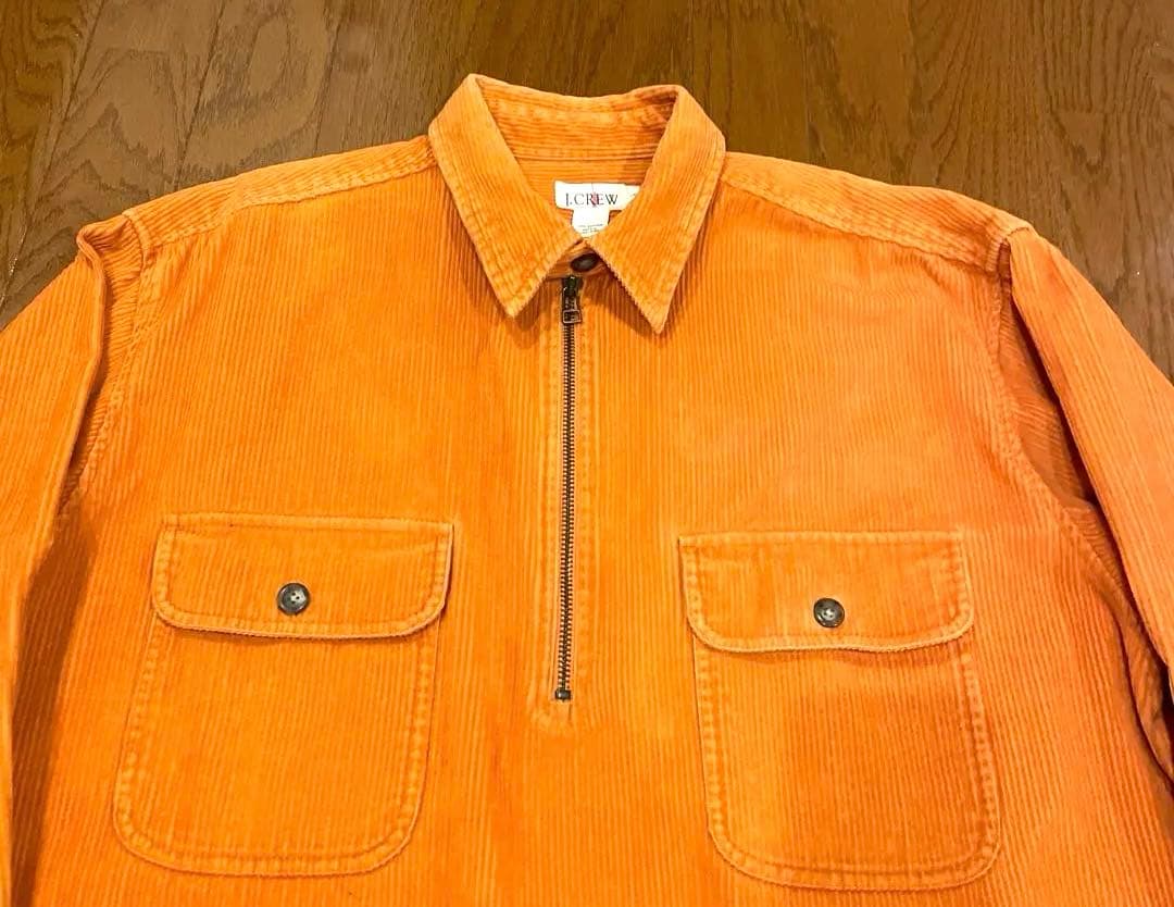 90sＪ.CREWオレンジ コーデュロイ ジップアップカバーオール★Ｌ★°白タグ