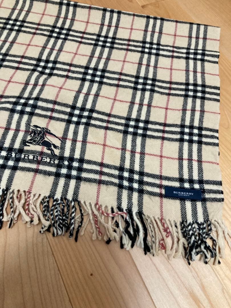 BURBERRY 大判ストール　ノバチェック　ホースロゴ　ベージュ　ウールマーク