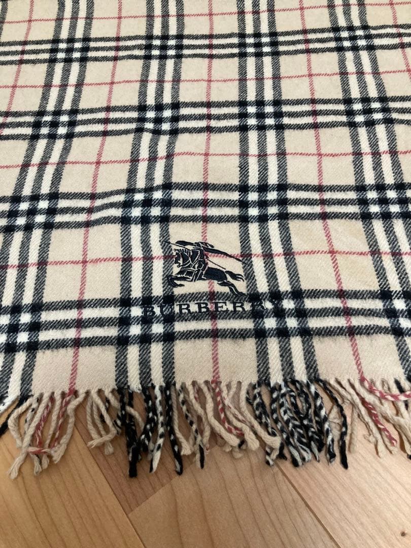 BURBERRY 大判ストール　ノバチェック　ホースロゴ　ベージュ　ウールマーク