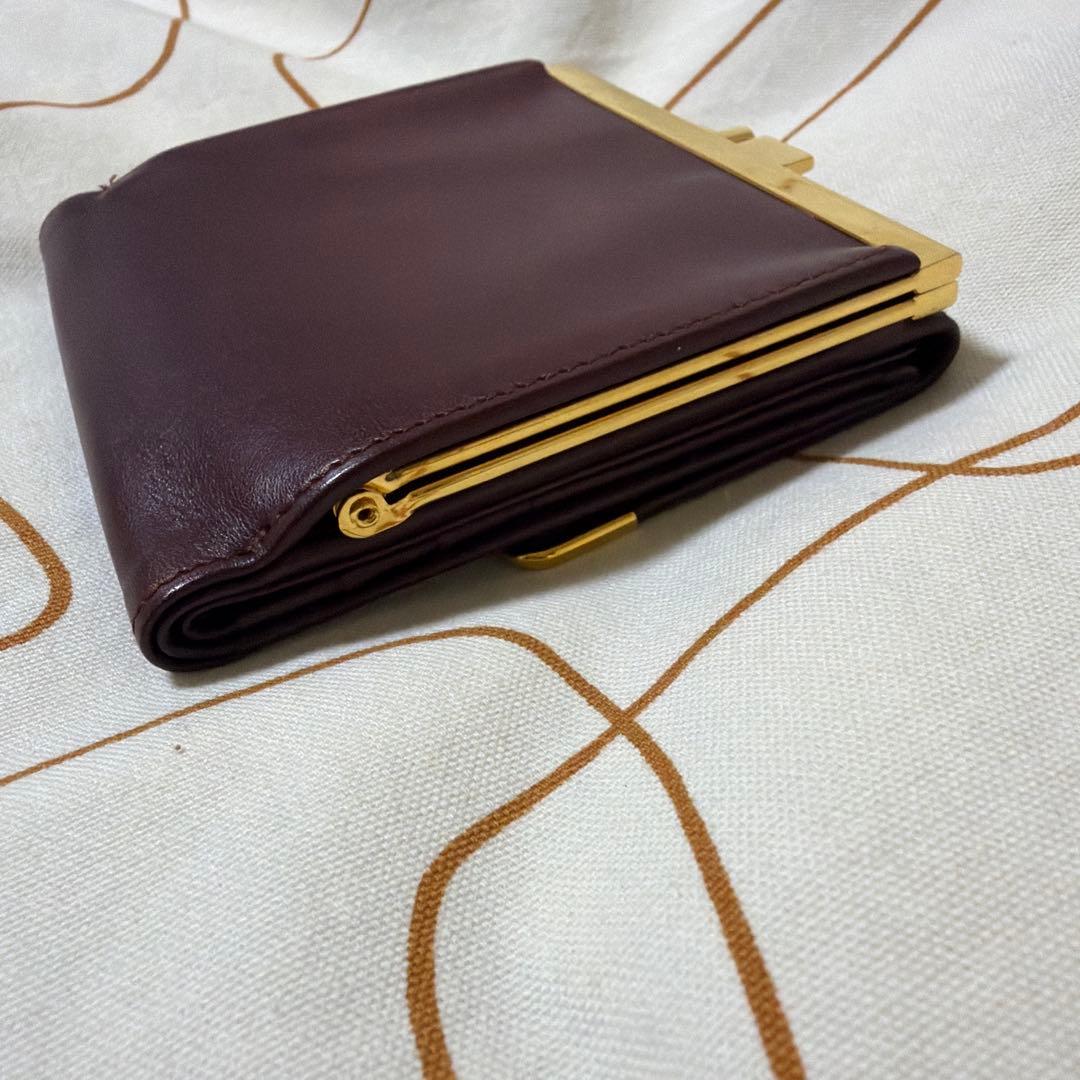 カルティエ　レザー 二つ折り財布 ダークブラウン ゴールド金具
