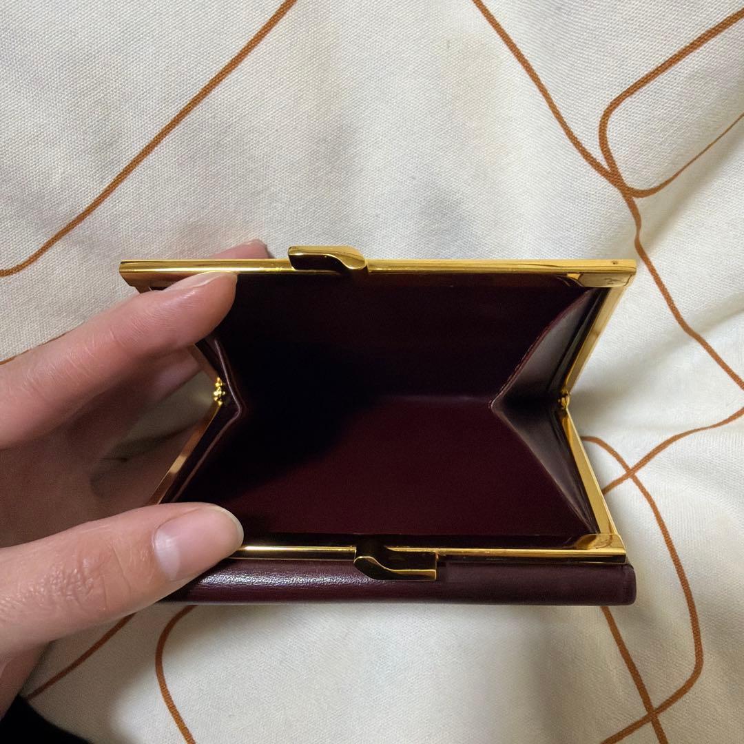 カルティエ　レザー 二つ折り財布 ダークブラウン ゴールド金具
