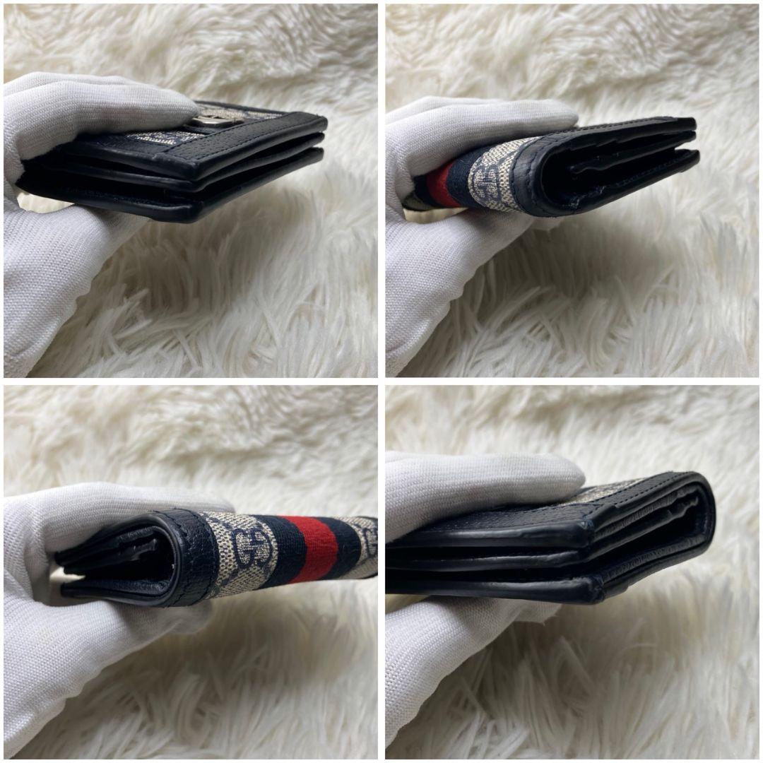 極美品　グッチ　オフィディア　折財布　GGマーモント　スプリーム　ネイビー