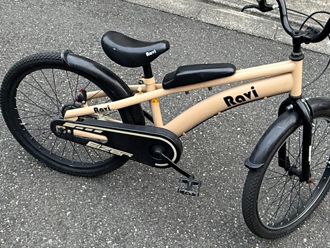 【世田谷区引取可Eizer Ravi 18インチ子供用自転車 ベージュ 小傷あり