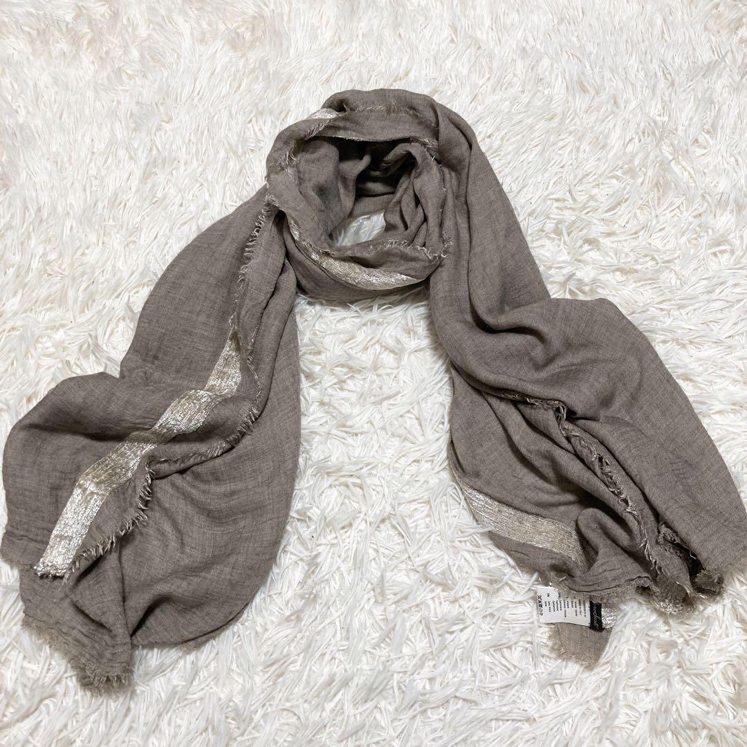 極美品✨ファリエロサルティ　大判カシミヤストール　グレー　薄手　通年使用可
