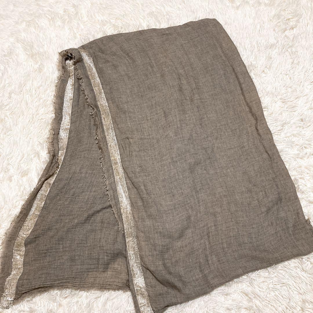 極美品✨ファリエロサルティ　大判カシミヤストール　グレー　薄手　通年使用可