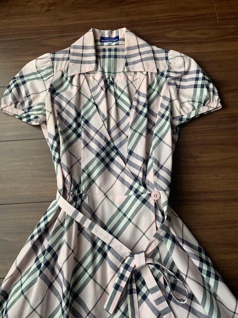 BURBERRY チェック柄ラップドレス 半袖　38