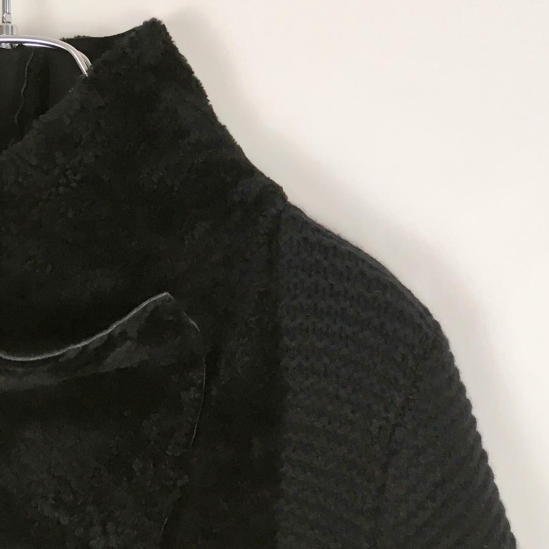 【新品タグ付き】 ヨシエイナバ カシミヤ混ウール ニットロングコート 黒