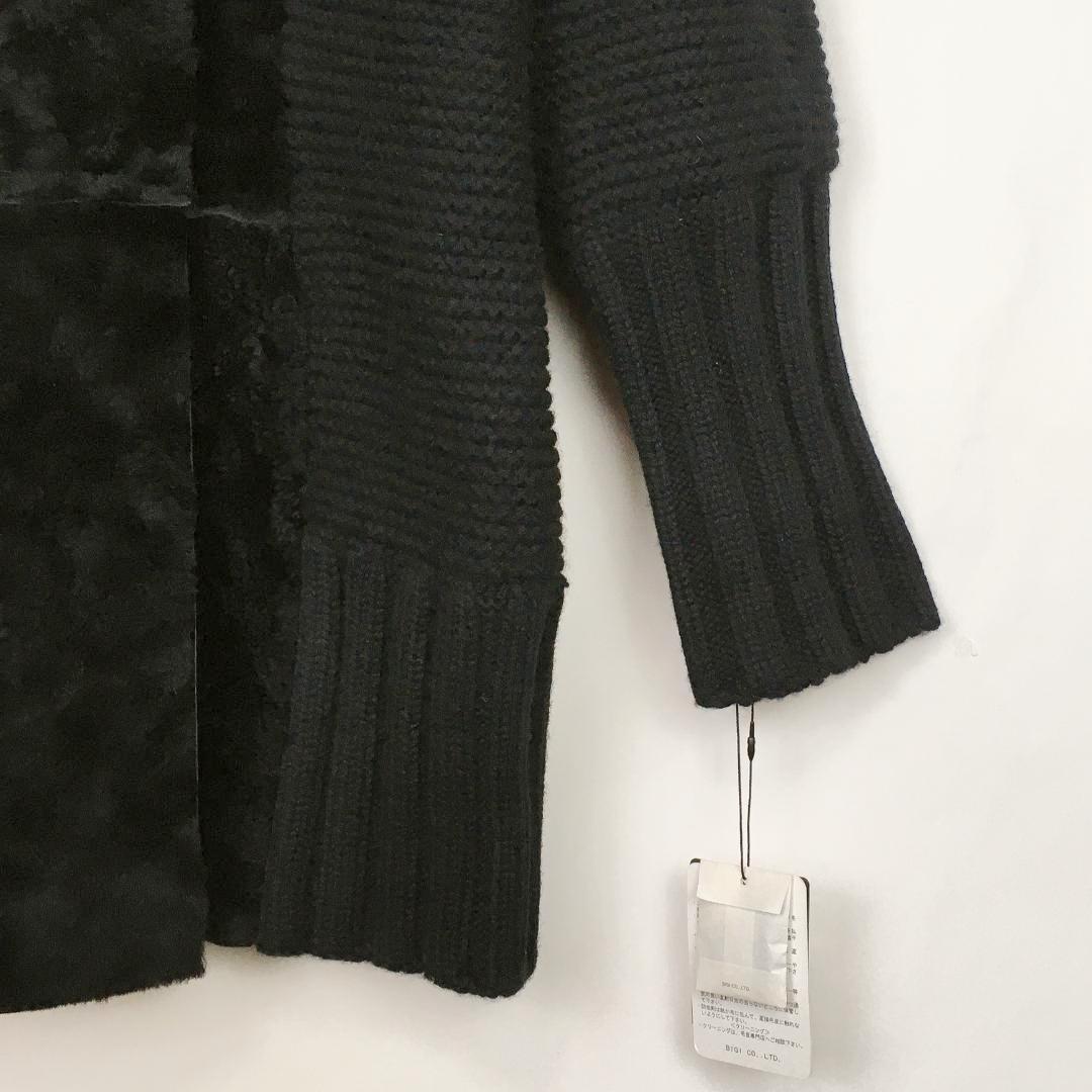【新品タグ付き】 ヨシエイナバ カシミヤ混ウール ニットロングコート 黒